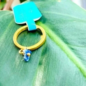 Anthropologie Shiraleah Chicago Raval blue golden bohemian stacking ring NWT